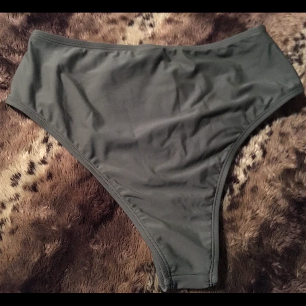 Bathing Suit BOTTOMS Olive Green Size L High-Cut!